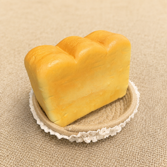 Oversized realistic toast slow rising squishy with ultra-soft foam.