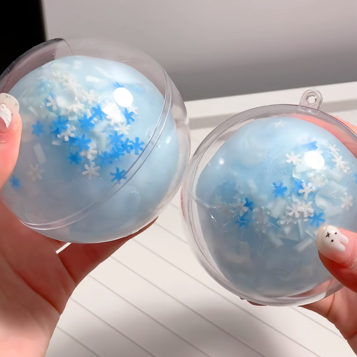 baby blue snowflake cracking stress ball handmade sensory toy