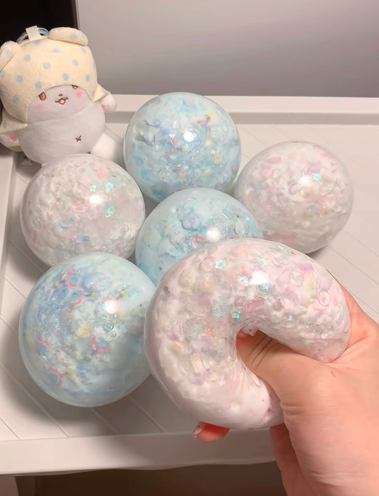 pastel magic stress ball with mixed filler textures