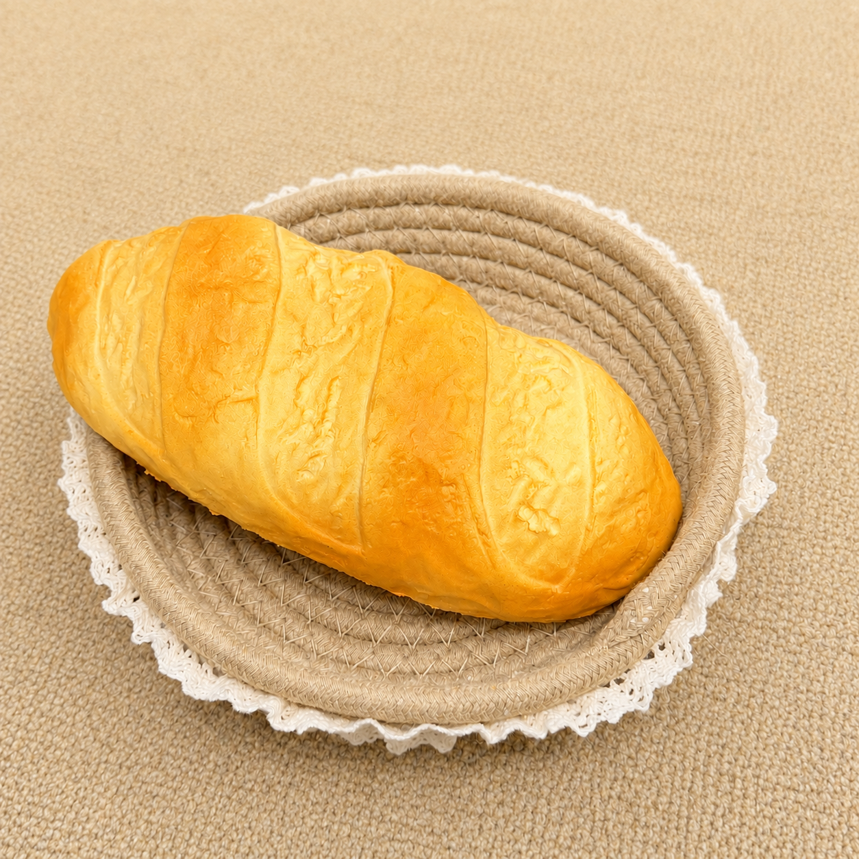 French baguette slow rising squishy with realistic bread design and soft foam texture.