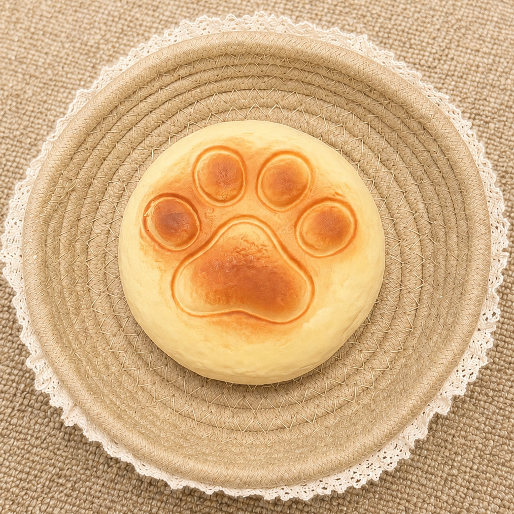 Cat paw bread slow rising squishy with cute animal detail and soft foam texture.