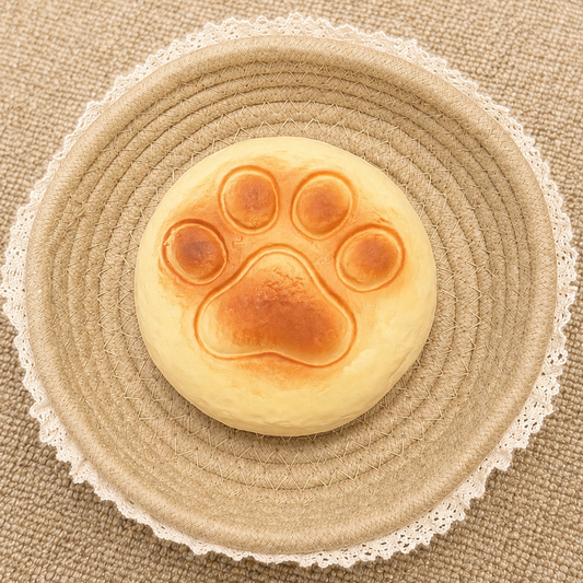 Cat paw bread slow rising squishy with cute animal detail and soft foam texture.